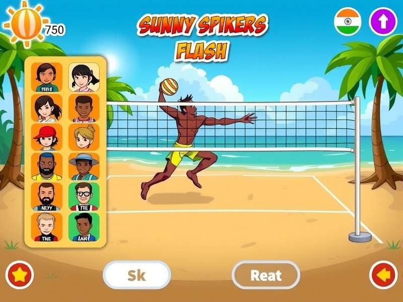 Sunny Spikers Flash character selection screen